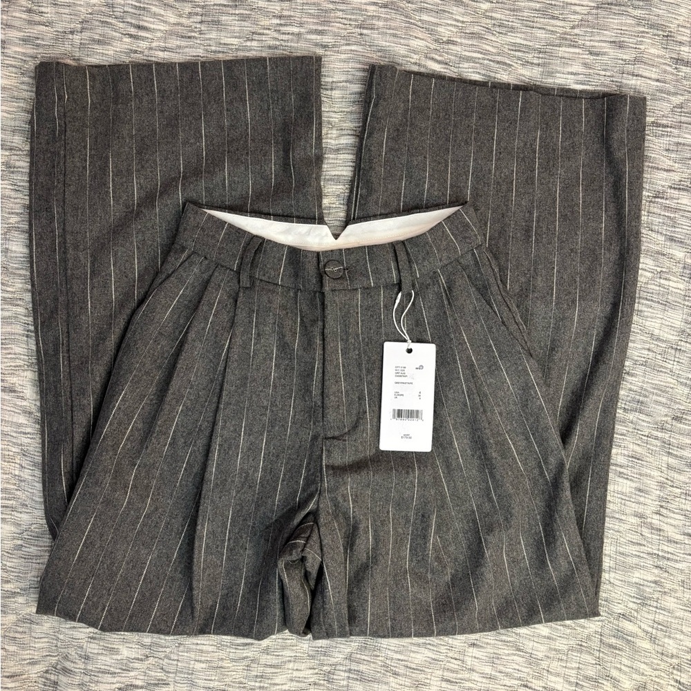 Le' AL.X Knit Wool Blend High Rise Pleated Wide Leg Trousers Sz 4 NWT-